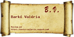 Barkó Valéria névjegykártya
